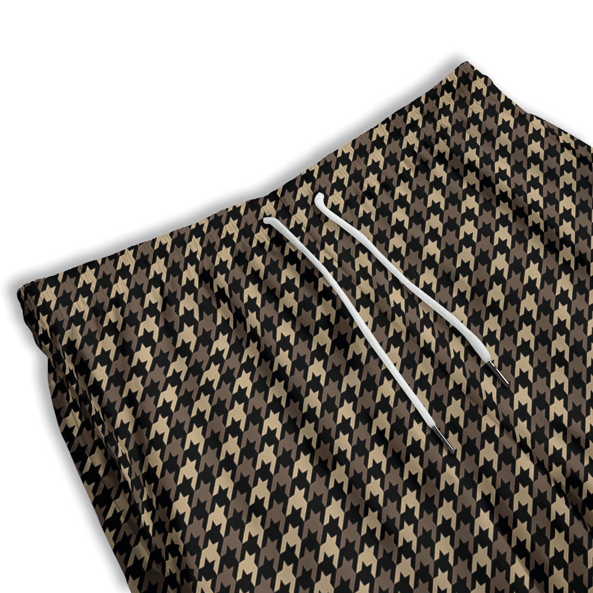 Houndstooth Brown Print Pattern Men's Athletic Shorts