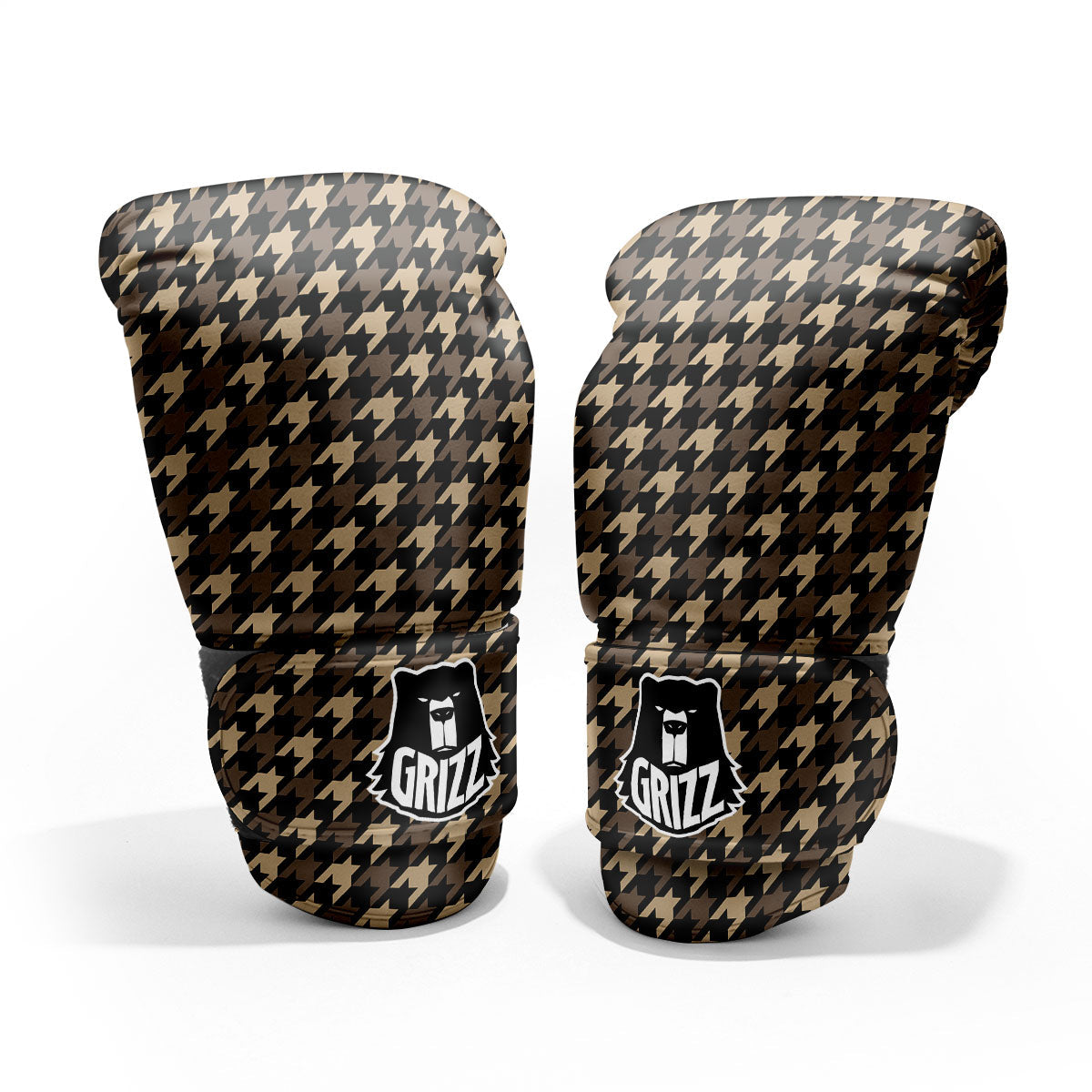 Houndstooth Brown Print Pattern Pro Boxing Glove