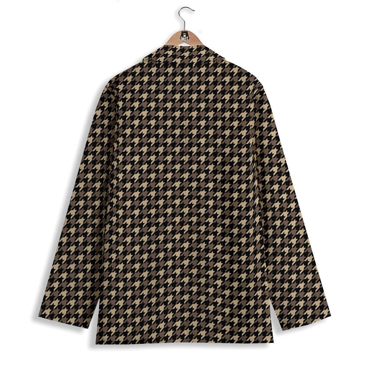 Houndstooth Brown Print Pattern Women's Blazer-grizzshop