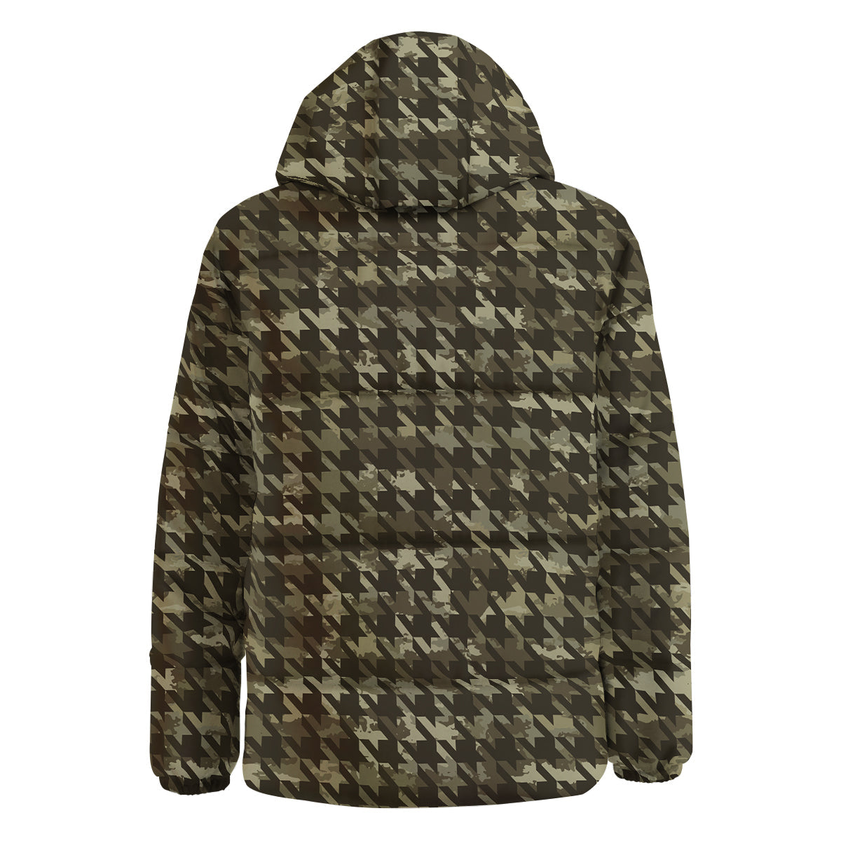 Houndstooth Camouflage Green Print Pattern Down Jacket-grizzshop