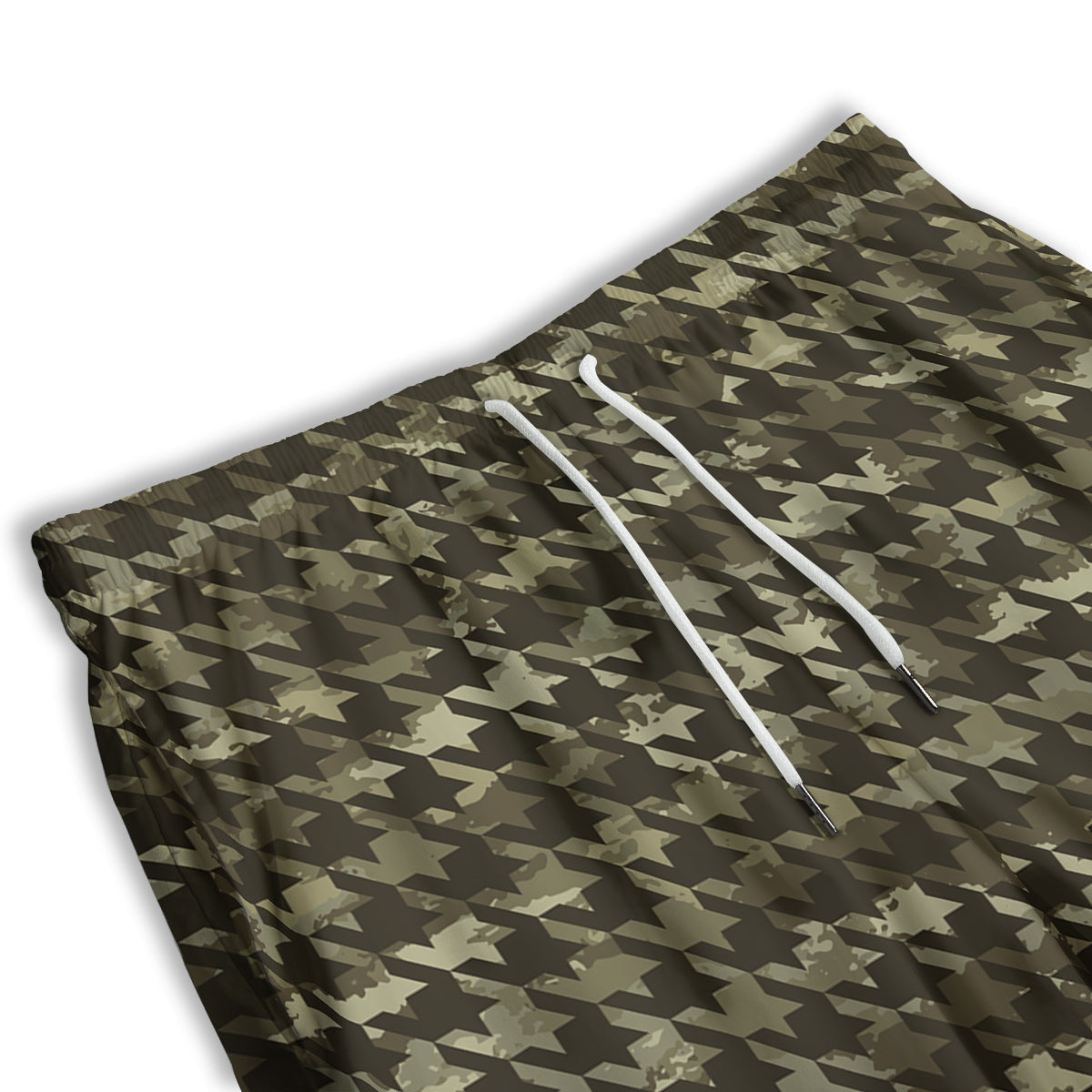 Houndstooth Camouflage Green Print Pattern Men's Athletic Shorts