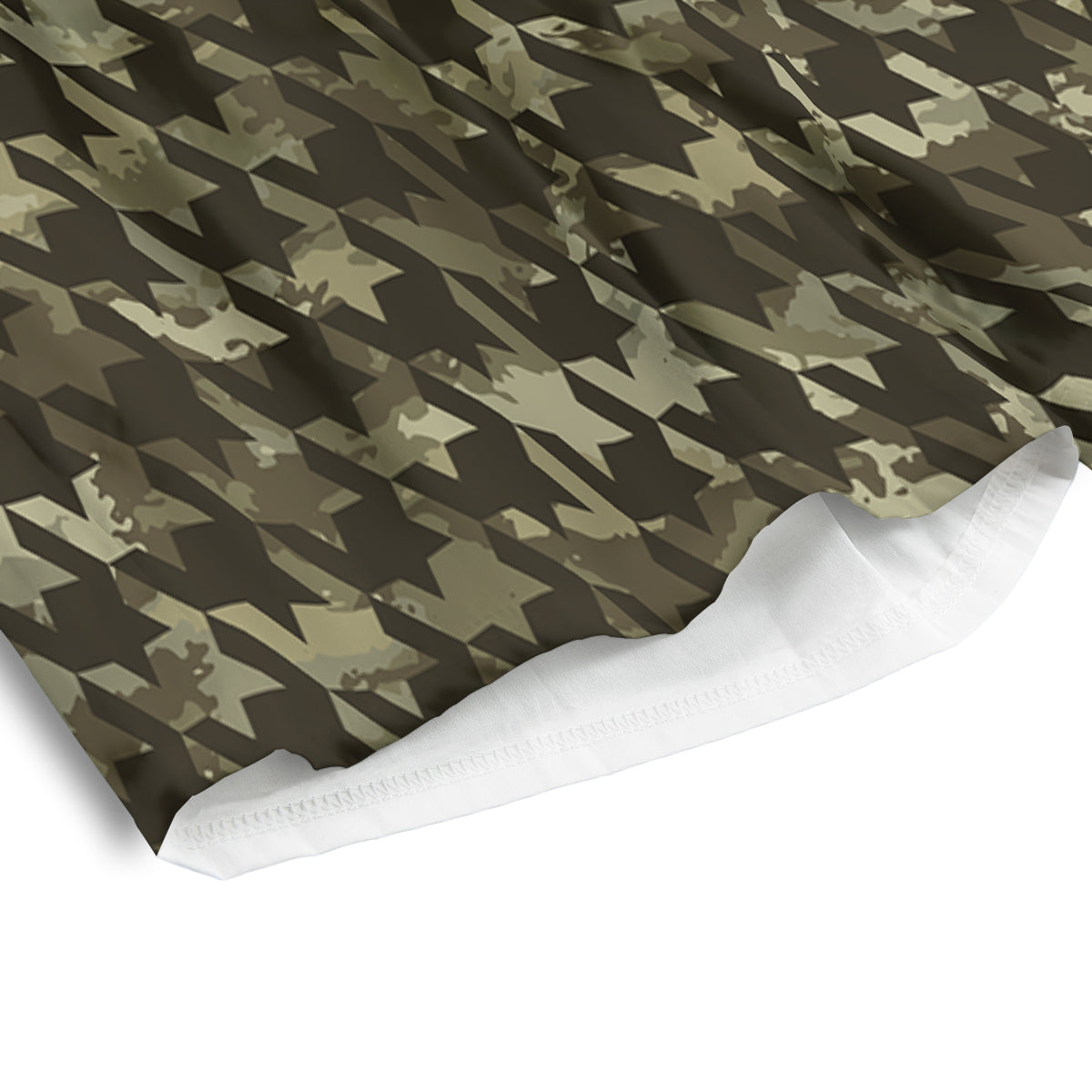 Houndstooth Camouflage Green Print Pattern Men's Athletic Shorts