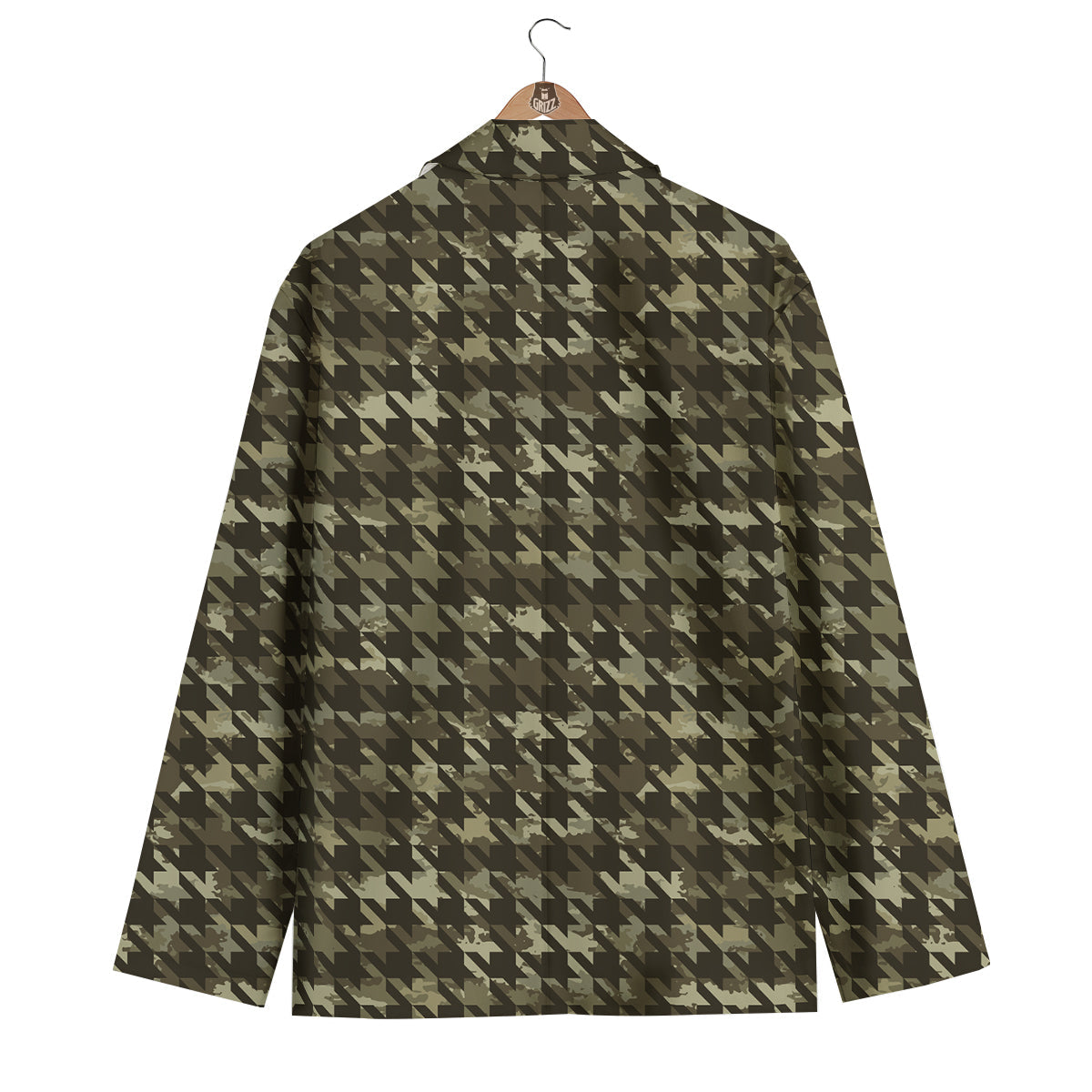 Houndstooth Camouflage Green Print Pattern Men's Blazer-grizzshop