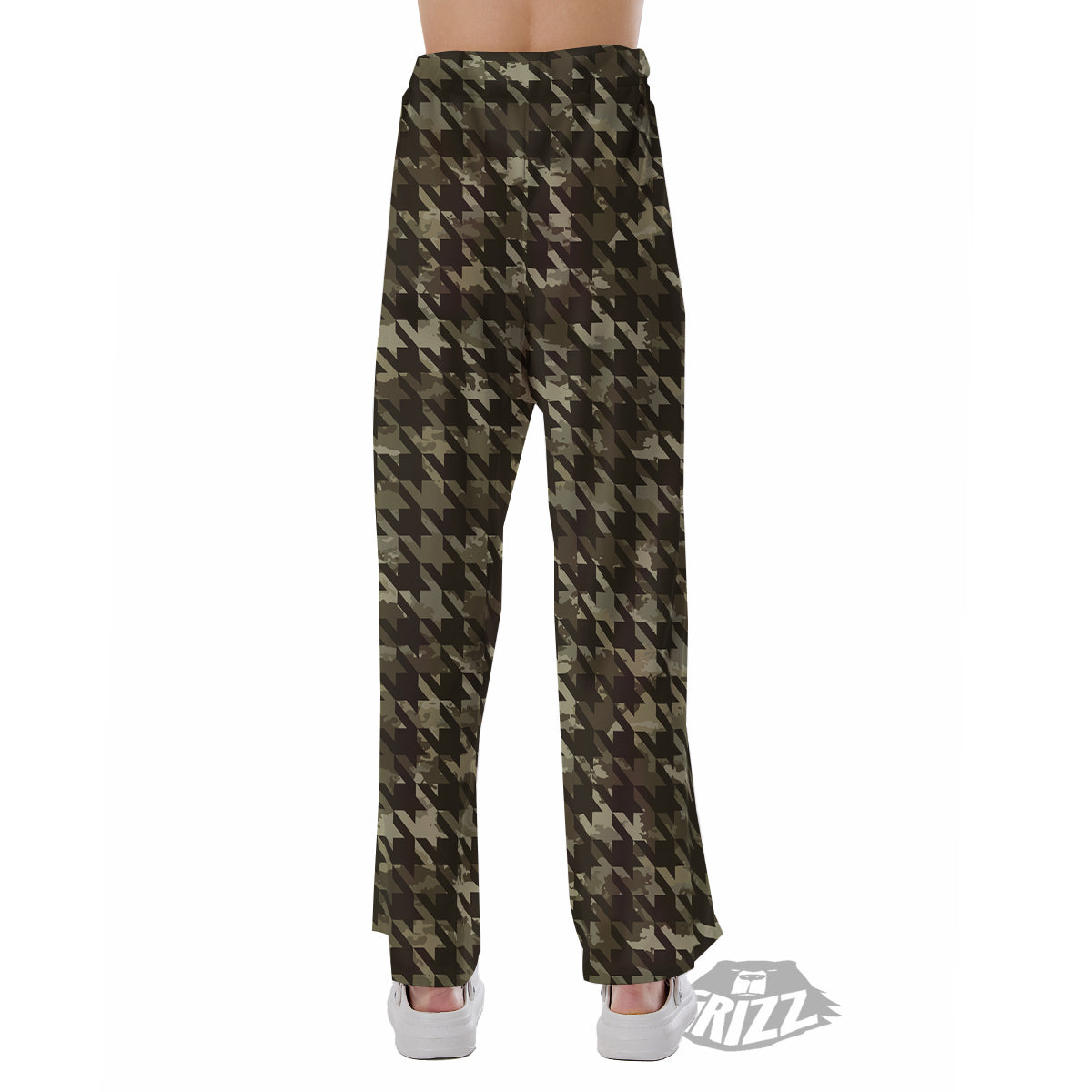 Houndstooth Camouflage Green Print Pattern Pajama Pants-grizzshop