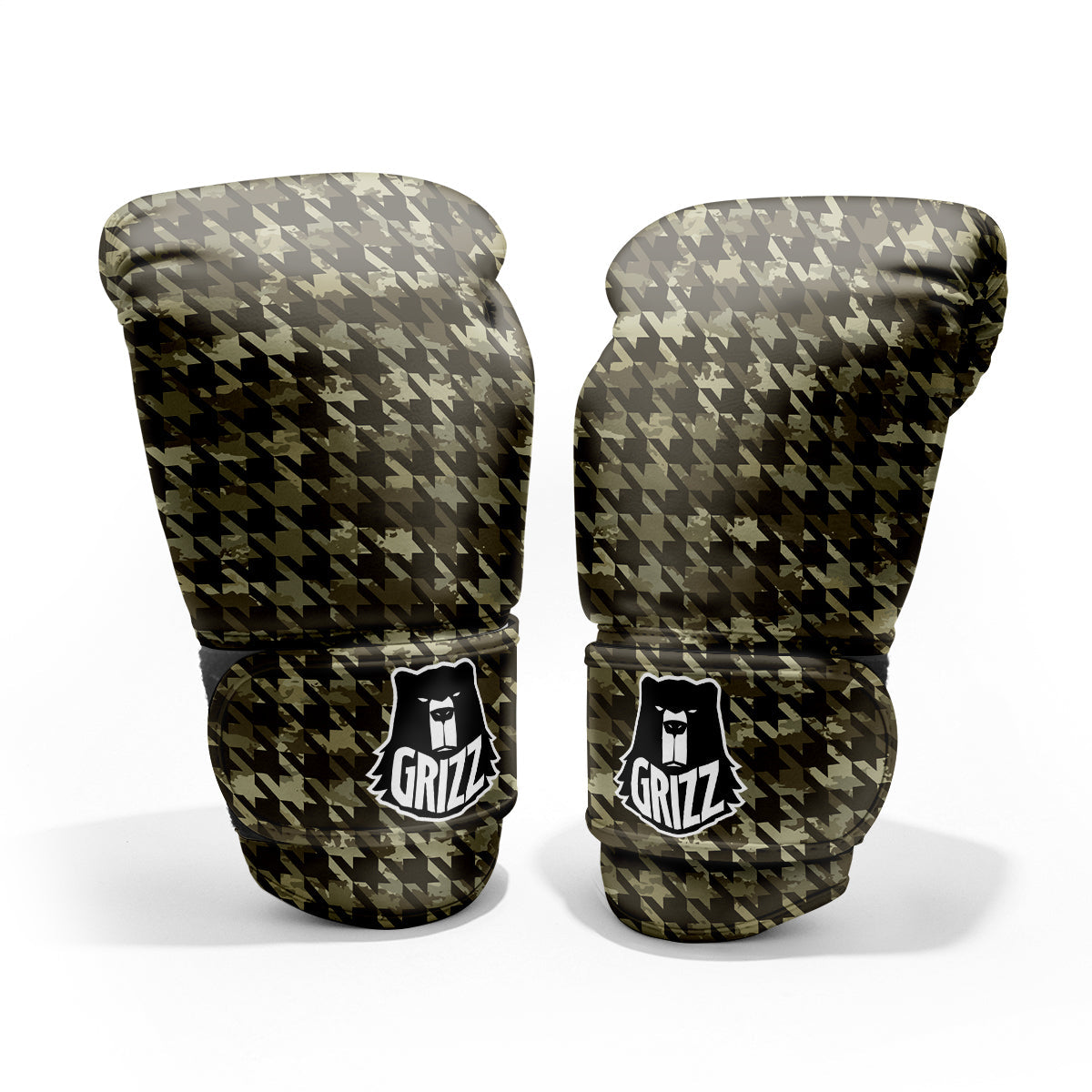 Houndstooth Camouflage Green Print Pattern Pro Boxing Glove