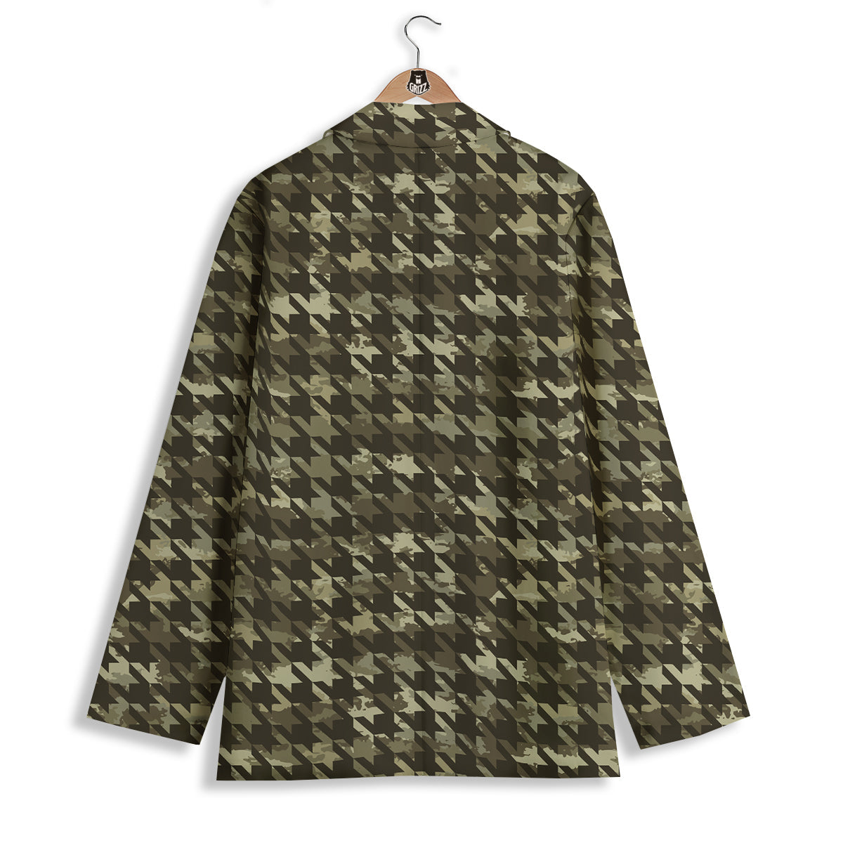 Houndstooth Camouflage Green Print Pattern Women's Blazer-grizzshop