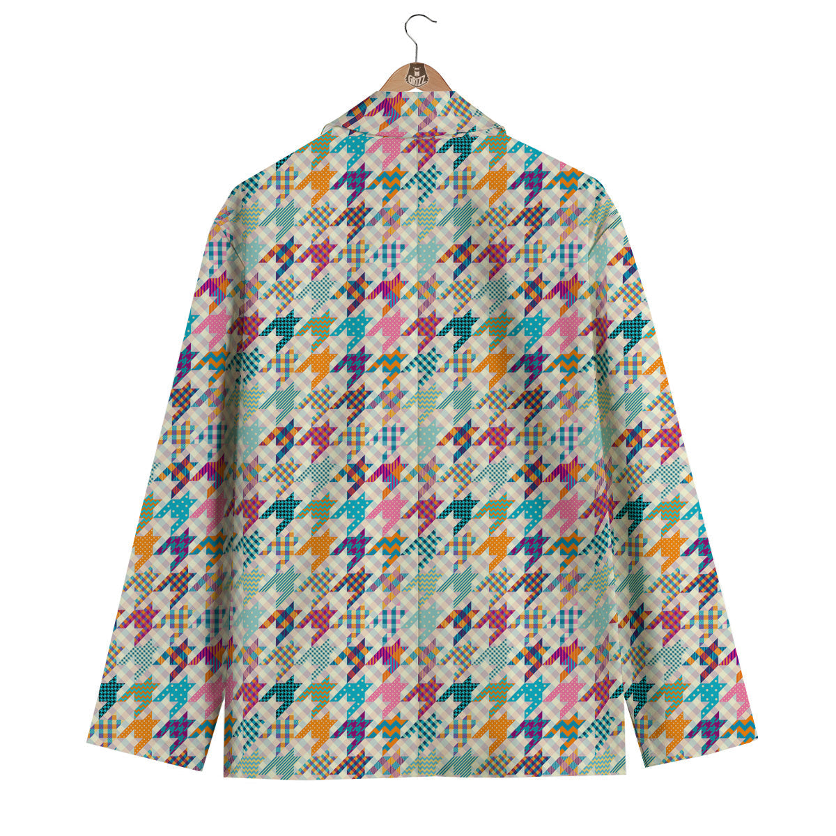 Houndstooth Colorful Plaid Print Pattern Men's Blazer-grizzshop