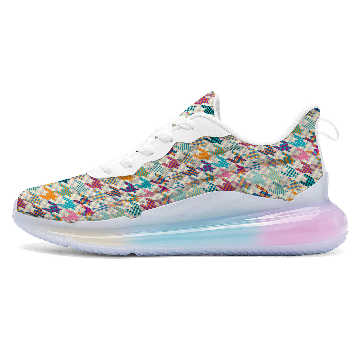 Houndstooth Colorful Plaid Print Pattern Running Sneakers-grizzshop