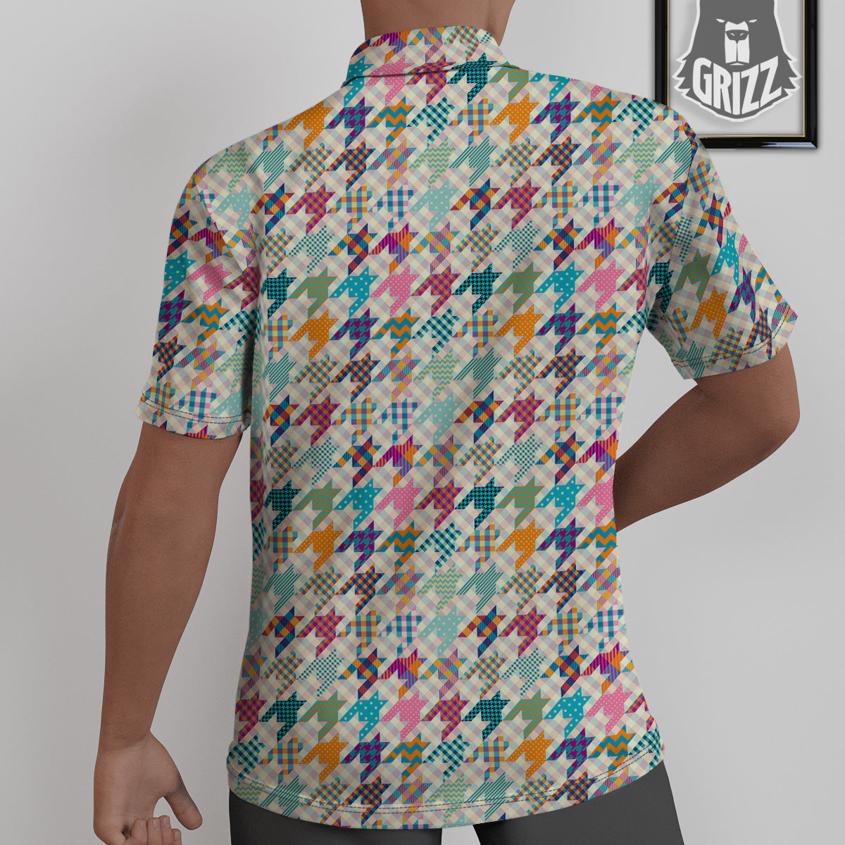 Houndstooth Colorful Plaid Print Pattern Untucked Shirts-grizzshop