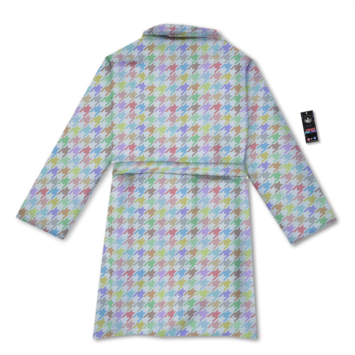 Houndstooth Colorful Print Bathrobe-grizzshop