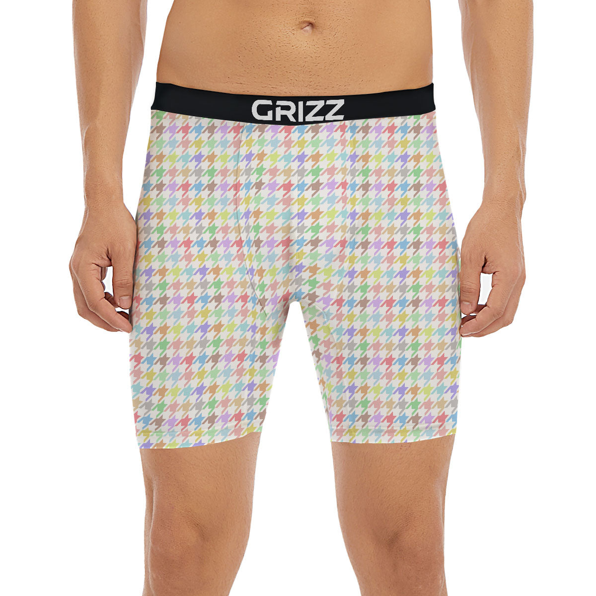 Houndstooth Colorful Print Boxer Briefs-grizzshop