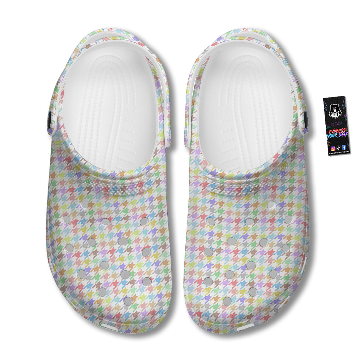 Houndstooth Colorful Print Clog-grizzshop