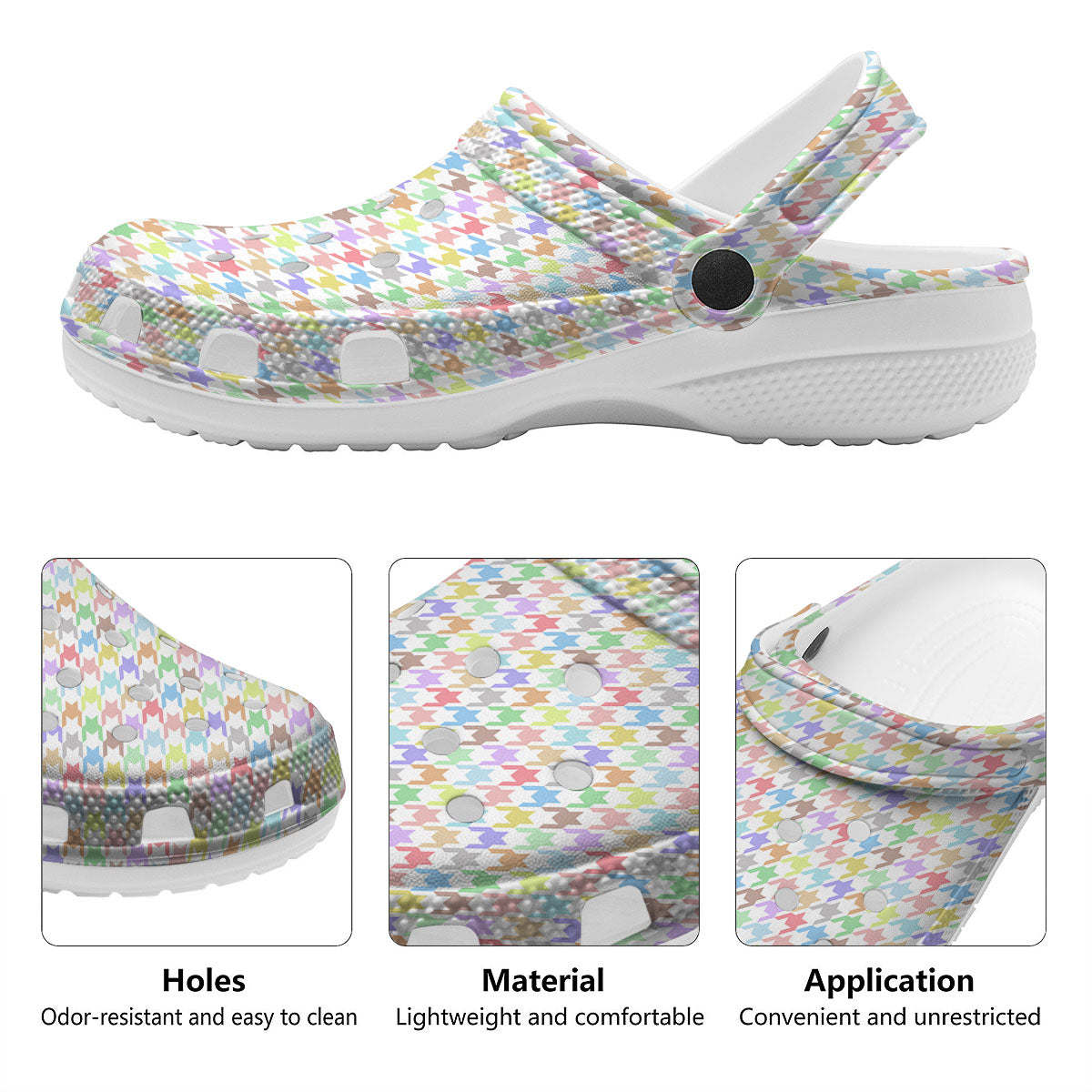 Houndstooth Colorful Print Clog-grizzshop