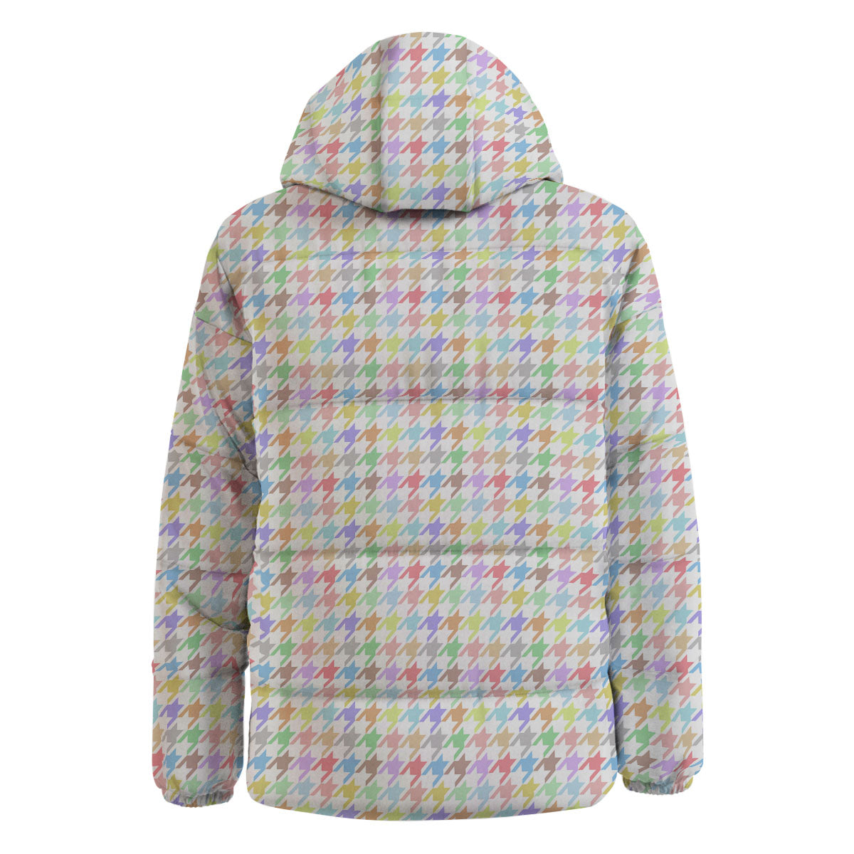 Houndstooth Colorful Print Down Jacket-grizzshop