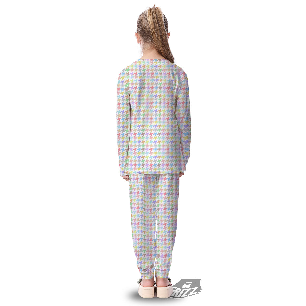 Houndstooth Colorful Print Kid's Pajamas-grizzshop