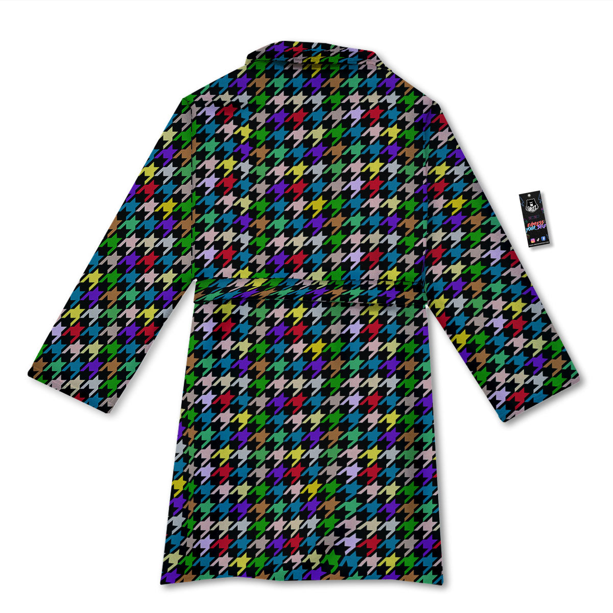Houndstooth Colorful Print Pattern Bathrobe-grizzshop