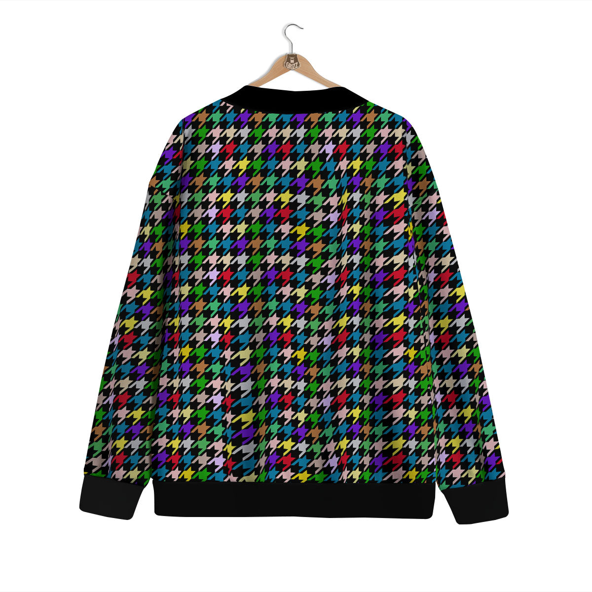 Houndstooth Colorful Print Pattern Cardigan-grizzshop