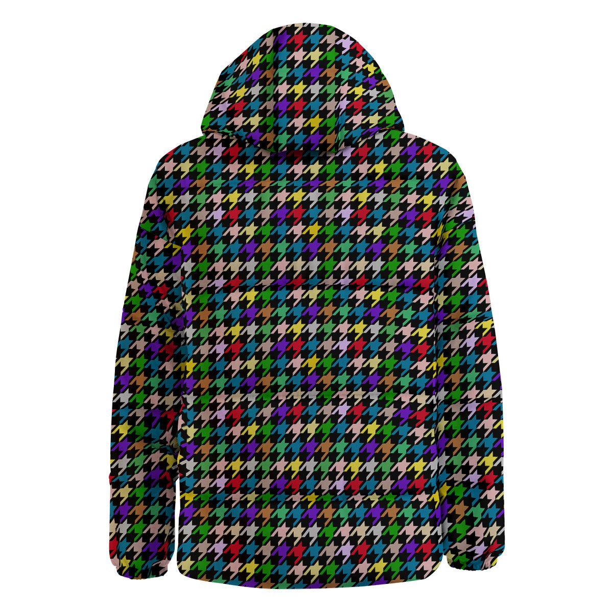 Houndstooth Colorful Print Pattern Down Jacket-grizzshop