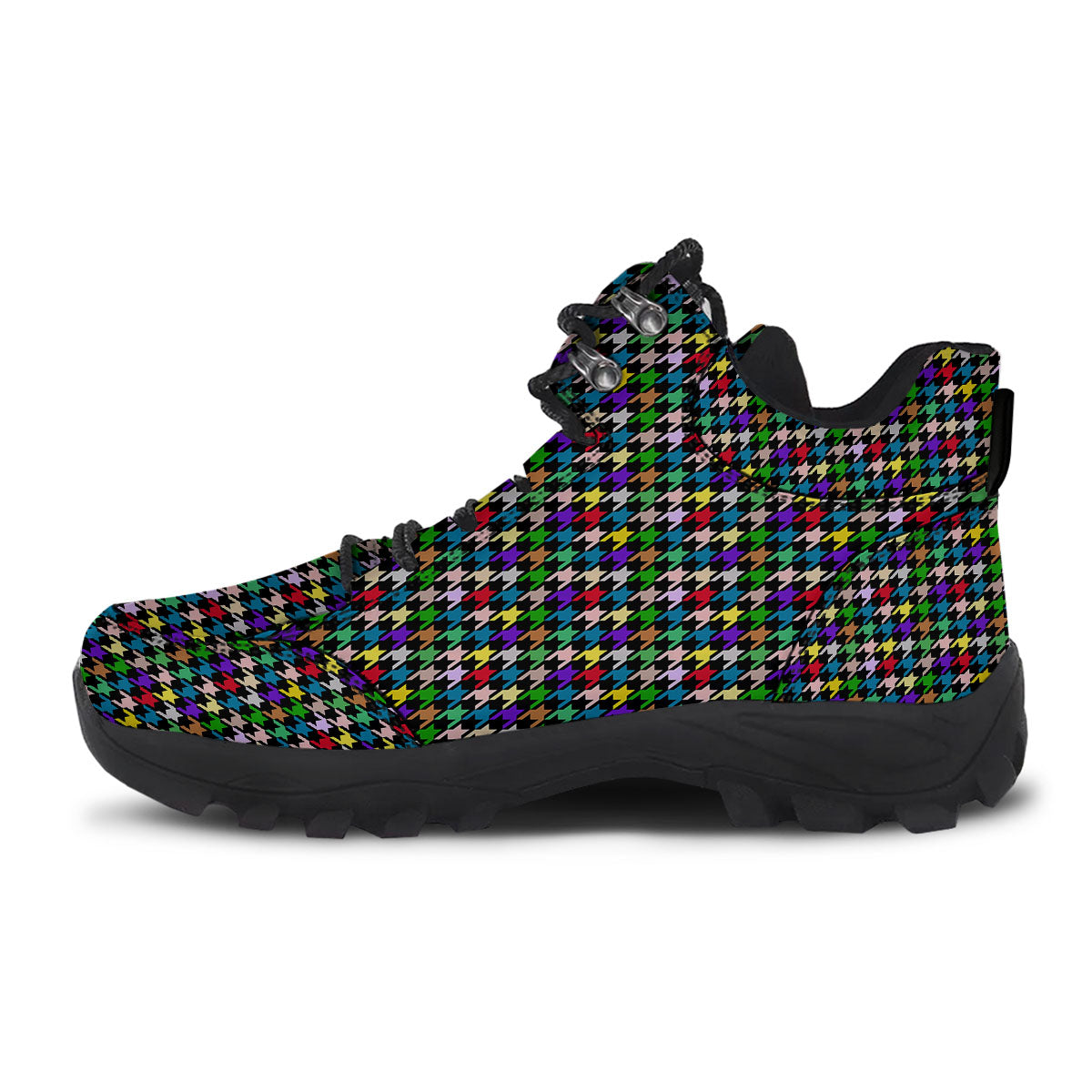 Houndstooth Colorful Print Pattern Hiking Shoes-grizzshop