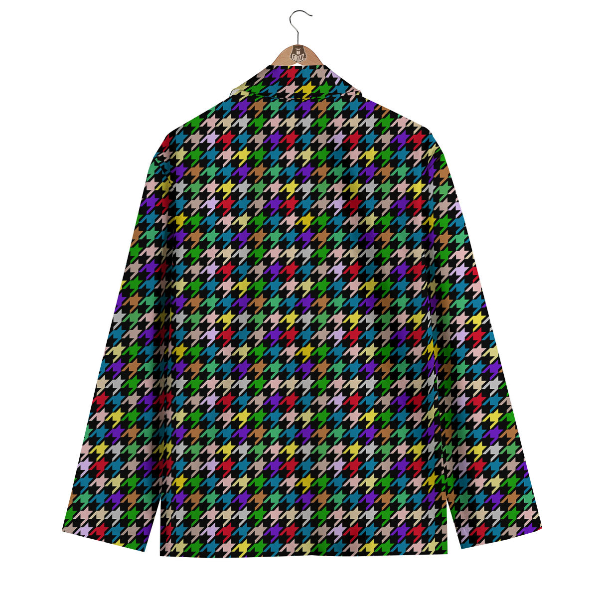 Houndstooth Colorful Print Pattern Men's Blazer-grizzshop