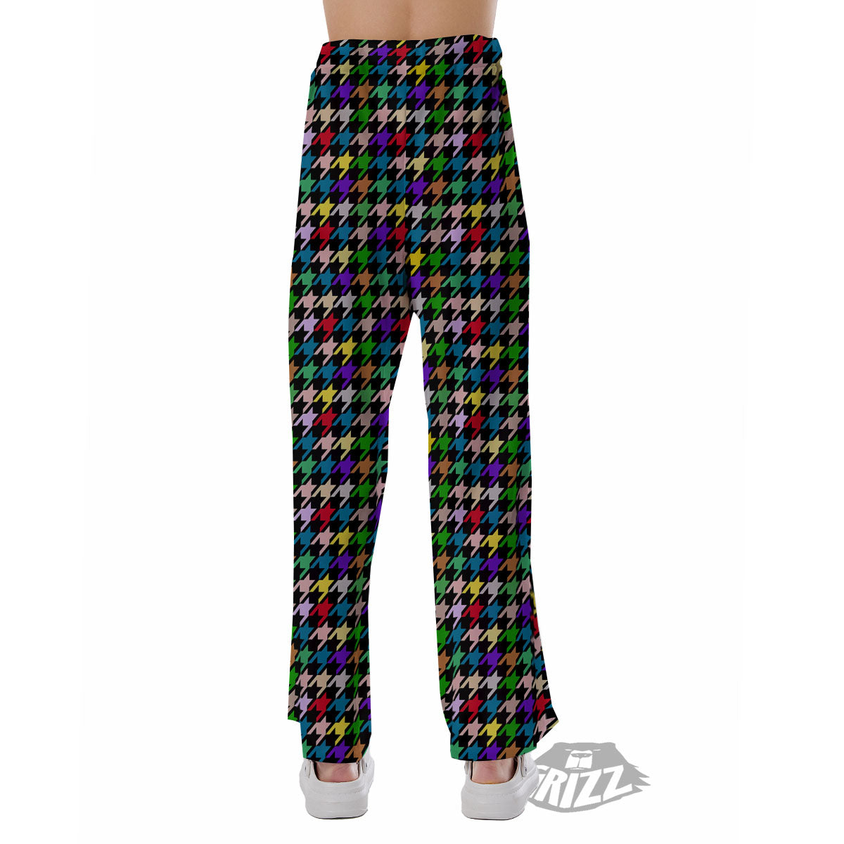 Houndstooth Colorful Print Pattern Pajama Pants-grizzshop