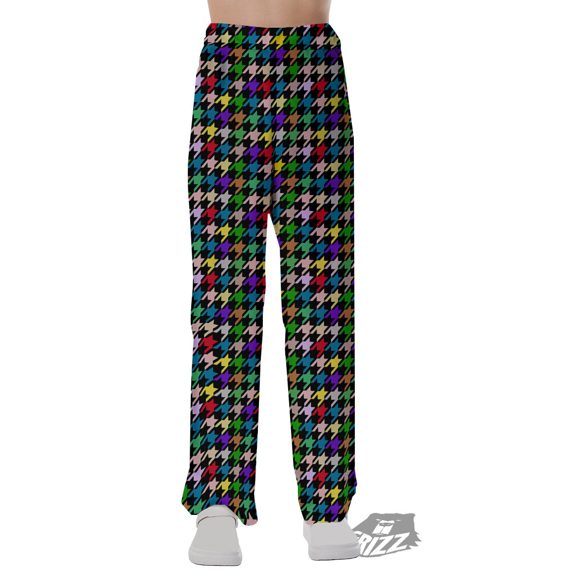Houndstooth Colorful Print Pattern Pajama Pants-grizzshop