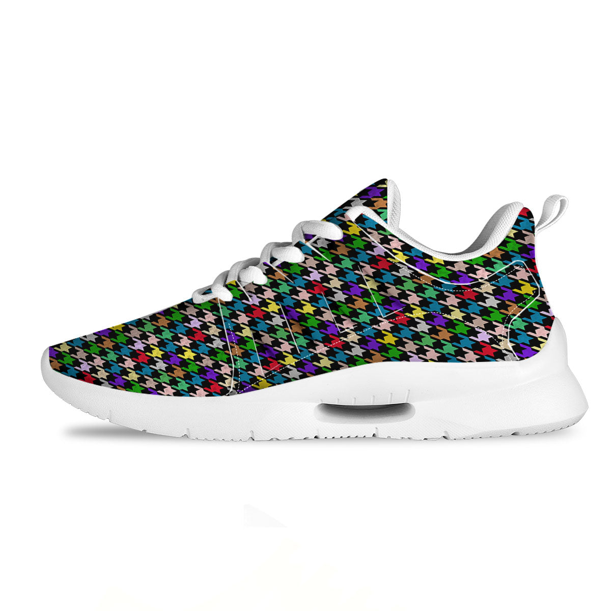 Houndstooth Colorful Print Pattern Tennis Shoes-grizzshop