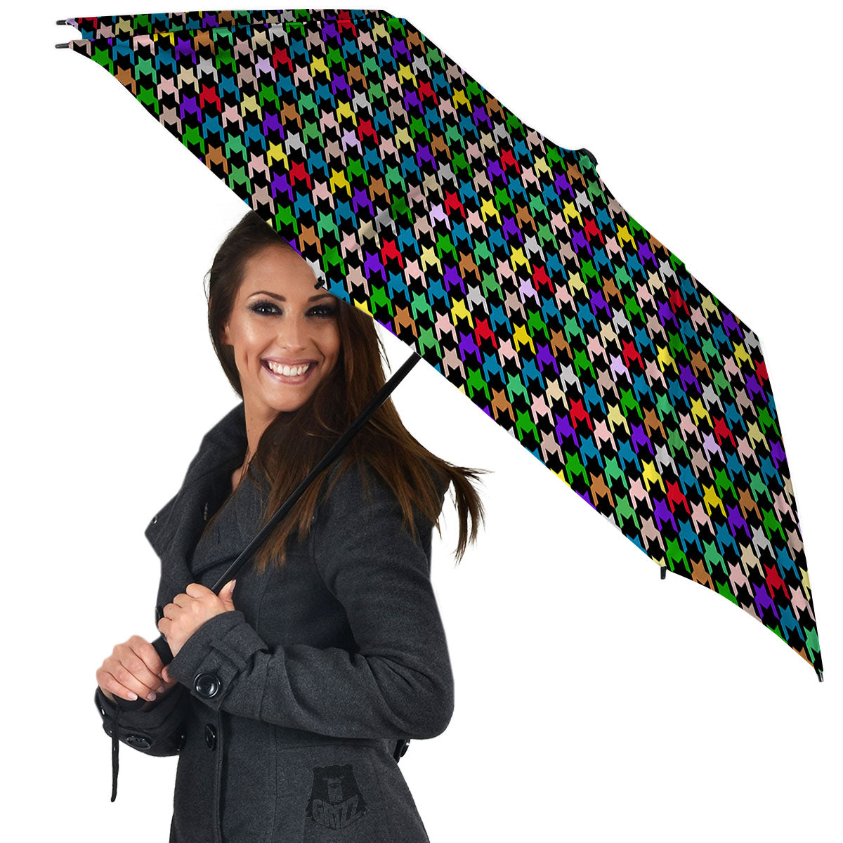 Houndstooth Colorful Print Pattern Umbrella-grizzshop