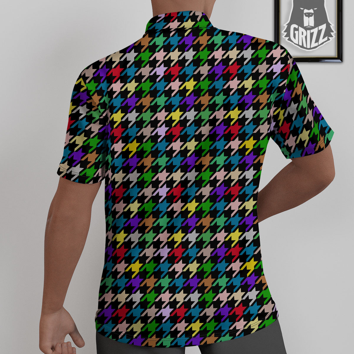 Houndstooth Colorful Print Pattern Untucked Shirts-grizzshop