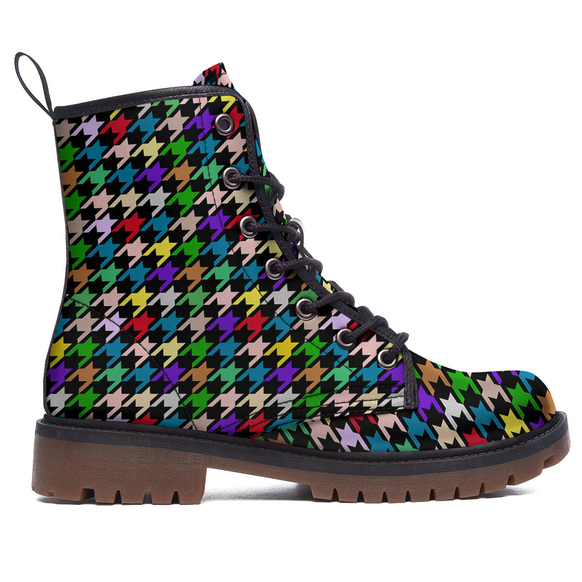 Houndstooth Colorful Print Pattern Work Boots-grizzshop