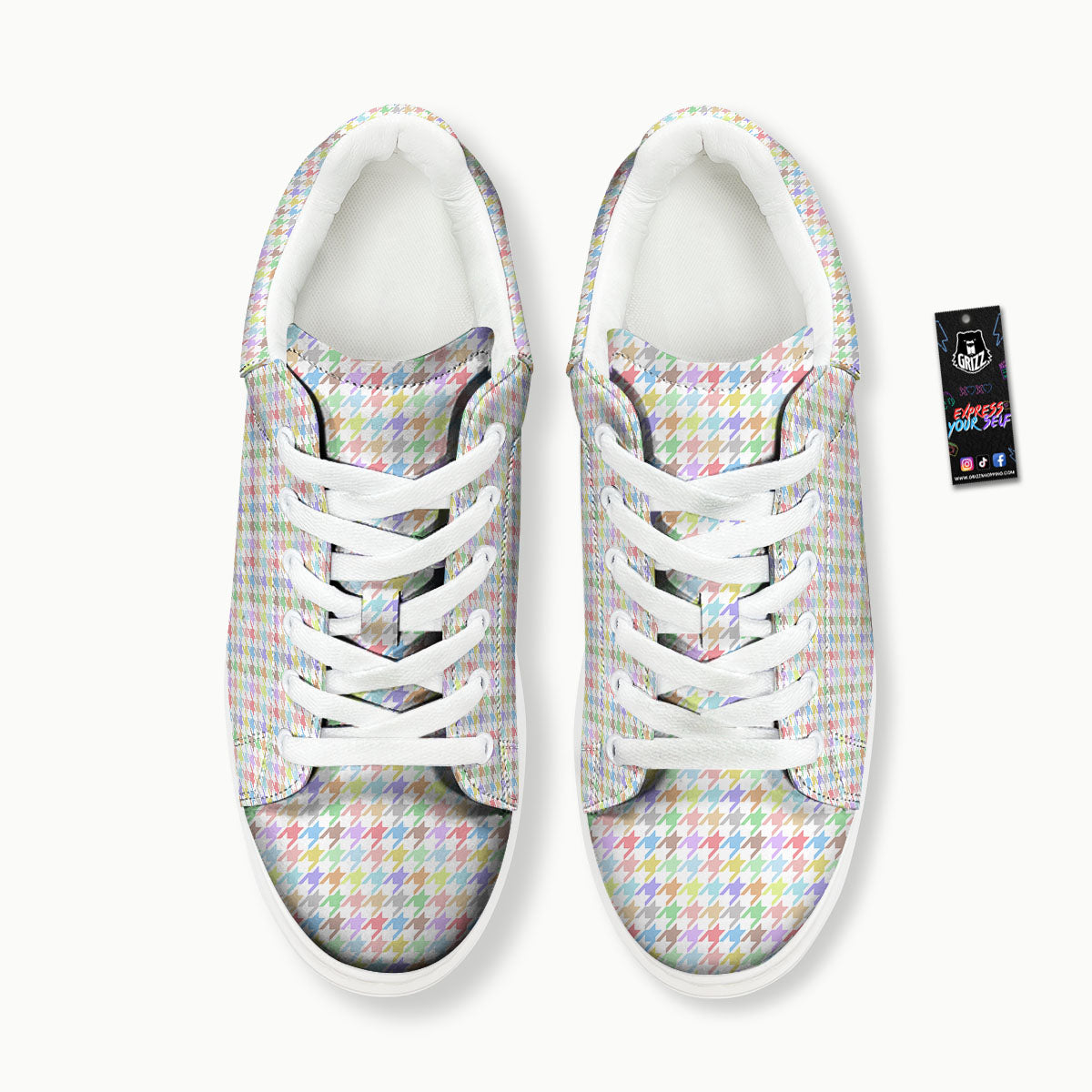 Houndstooth Colorful Print Platform Shoes-grizzshop