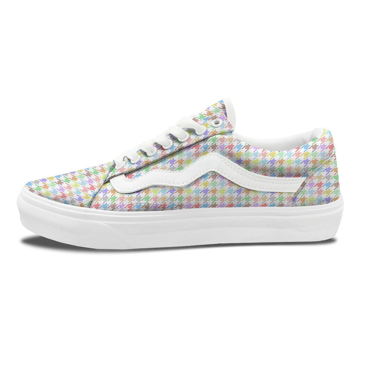Houndstooth Colorful Print Skate Shoes-grizzshop