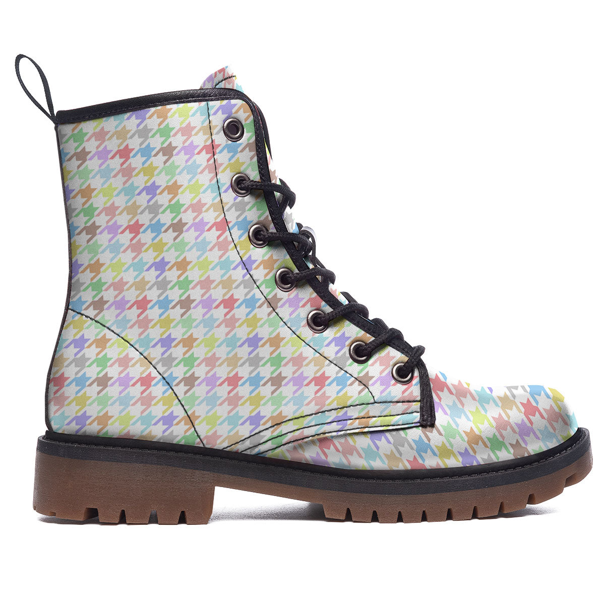 Houndstooth Colorful Print Work Boots-grizzshop