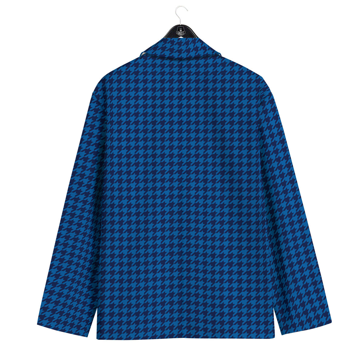 Houndstooth Deep Blue Print Pattern Men's Sport Coat-grizzshop
