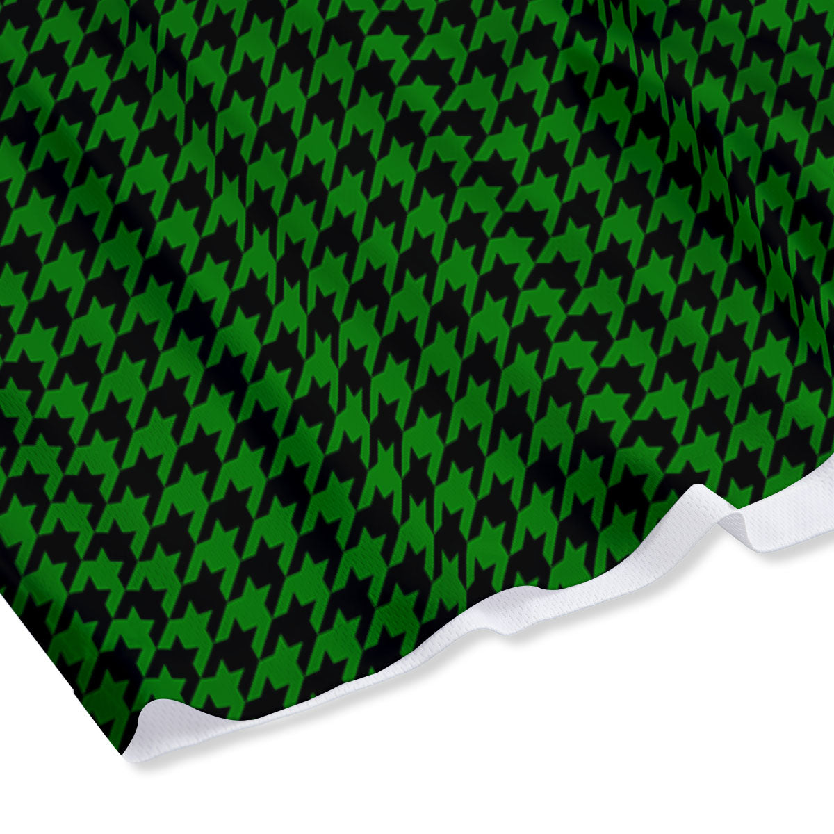 Houndstooth Deep Green Print Pattern Mesh Shorts