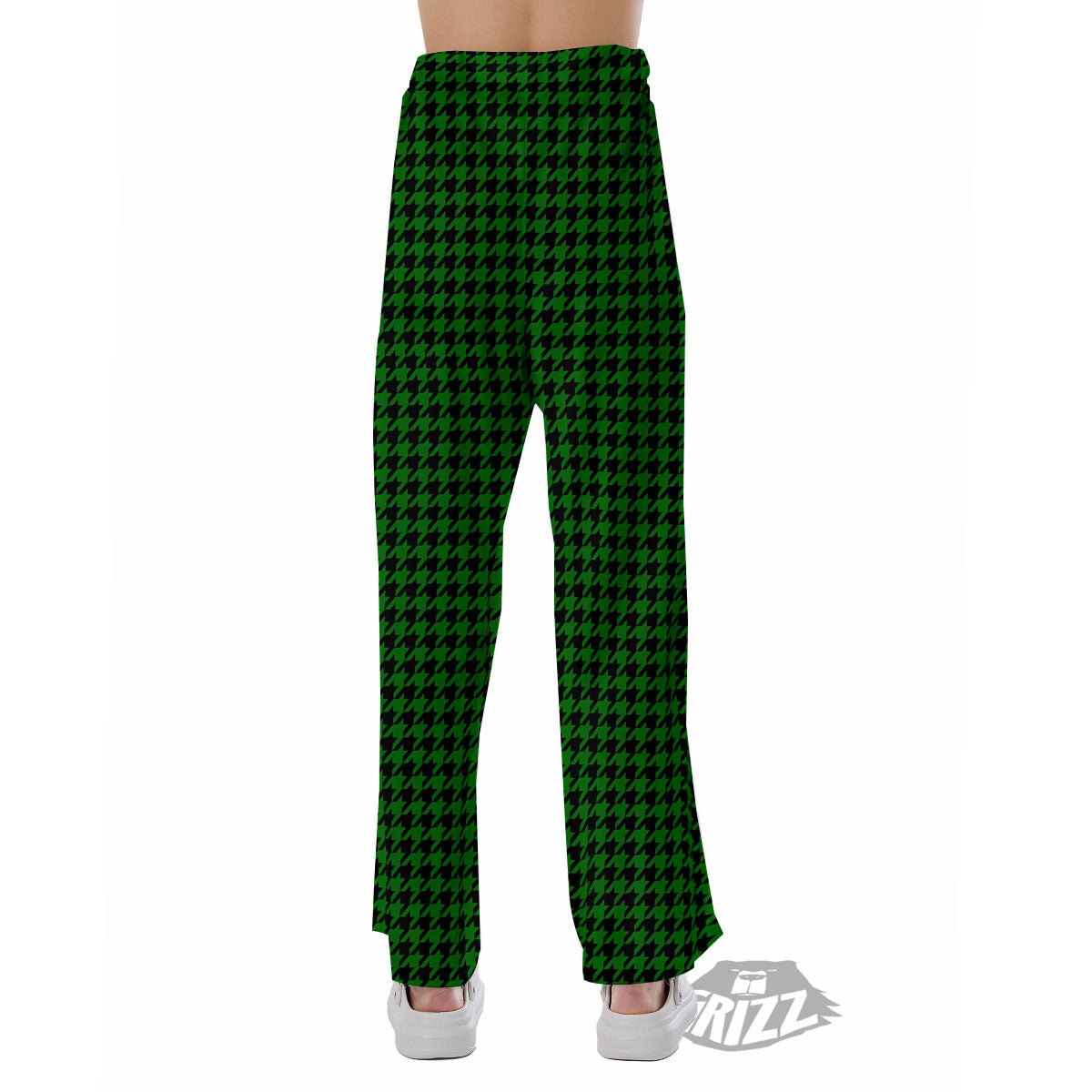 Houndstooth Deep Green Print Pattern Pajama Pants-grizzshop
