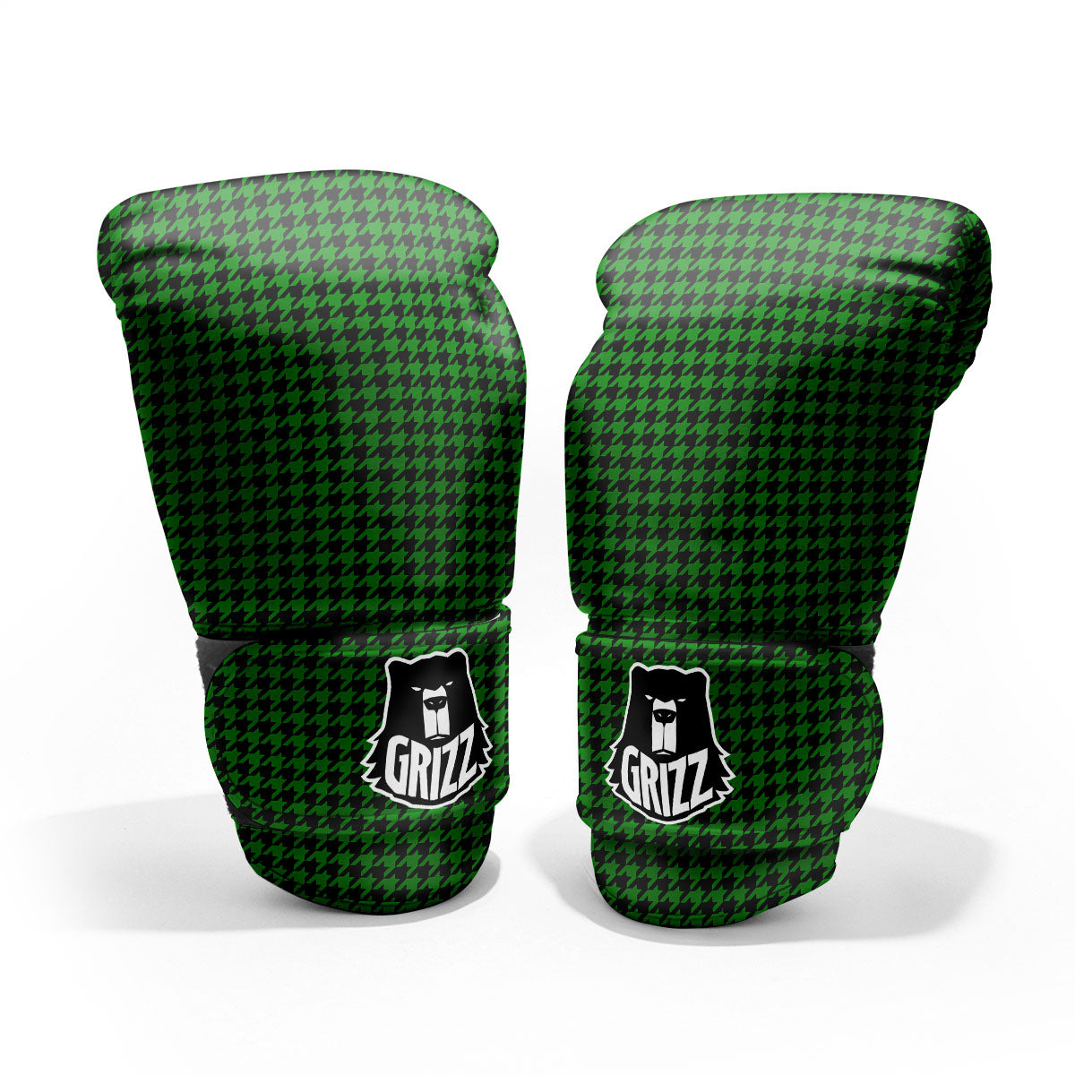 Houndstooth Deep Green Print Pattern Pro Boxing Glove