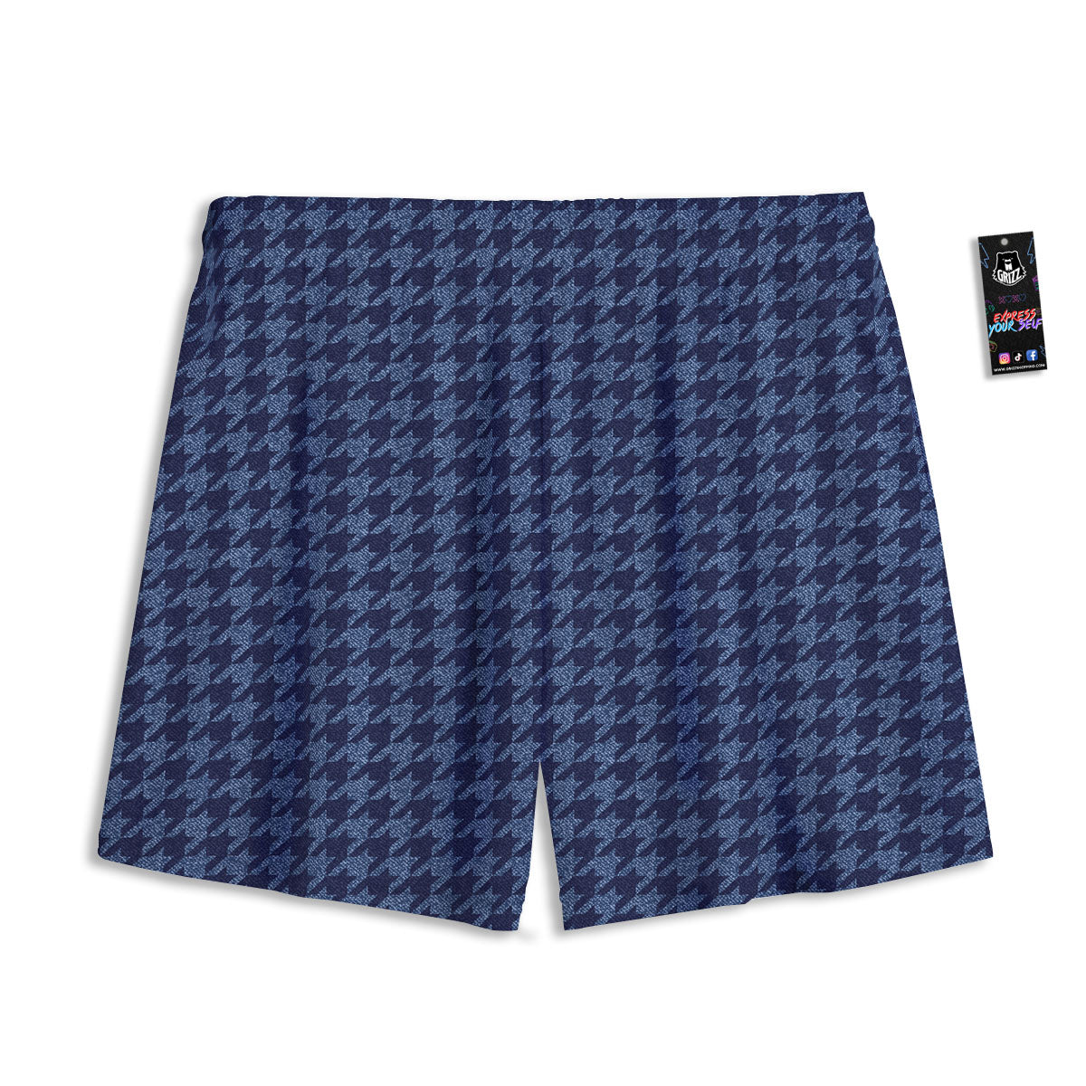Houndstooth Denim Print Pattern Mesh Shorts-grizzshop