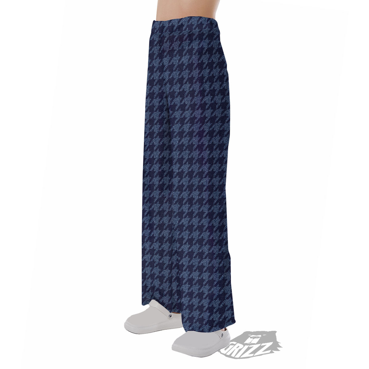 Houndstooth Denim Print Pattern Pajama Pants-grizzshop
