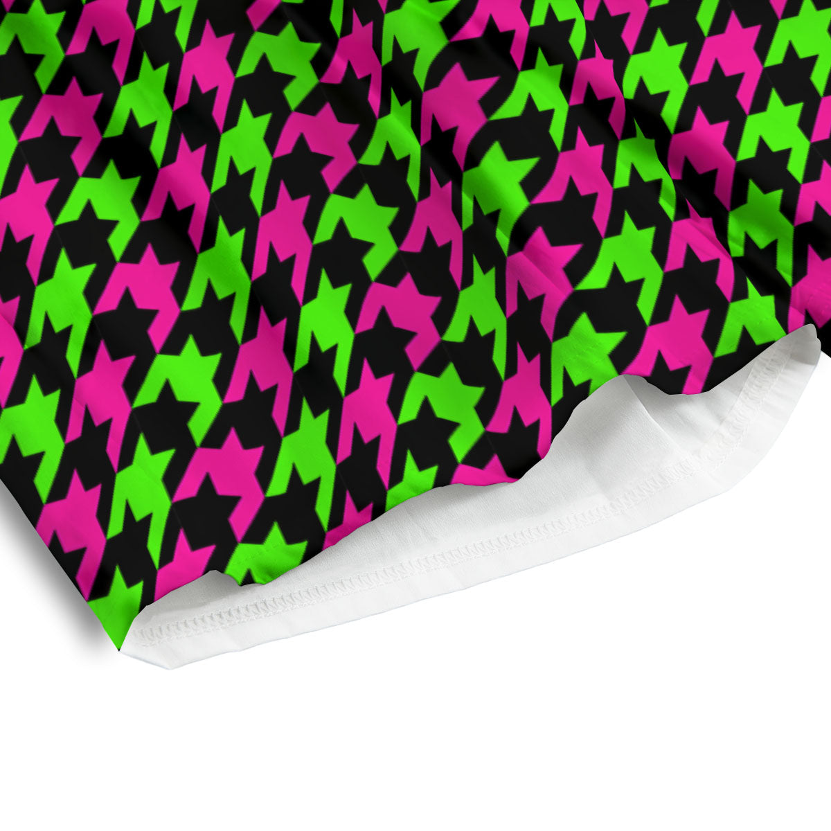 Houndstooth Green And Pink Print Pattern Men's Athletic Shorts