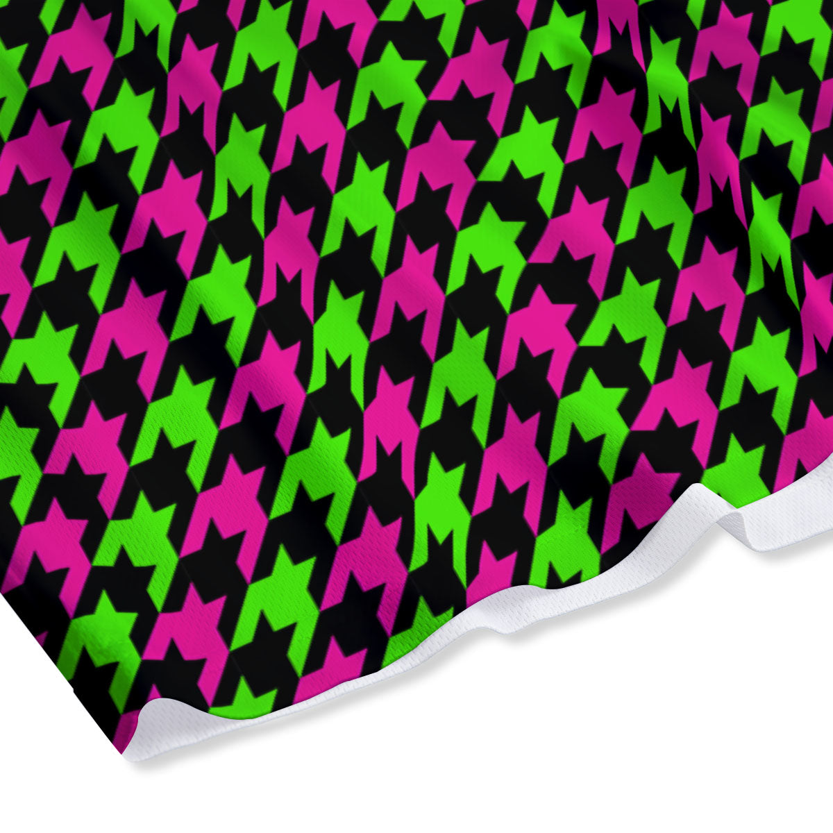 Houndstooth Green And Pink Print Pattern Mesh Shorts