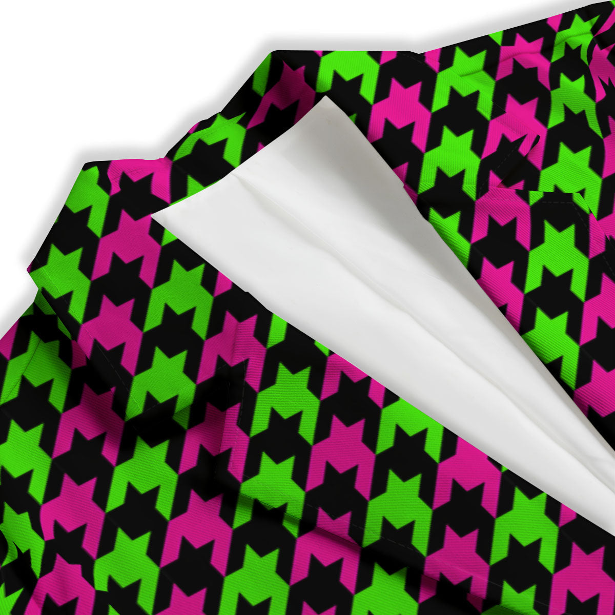 Houndstooth Green And Pink Print Pattern Women's Blazer-grizzshop