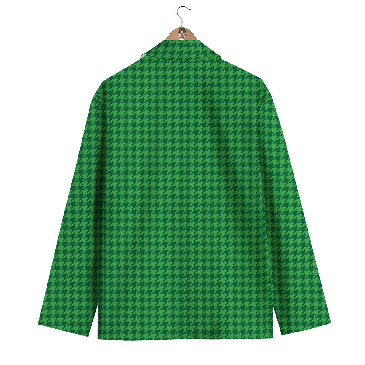 Houndstooth Green Print Pattern Men's Blazer-grizzshop