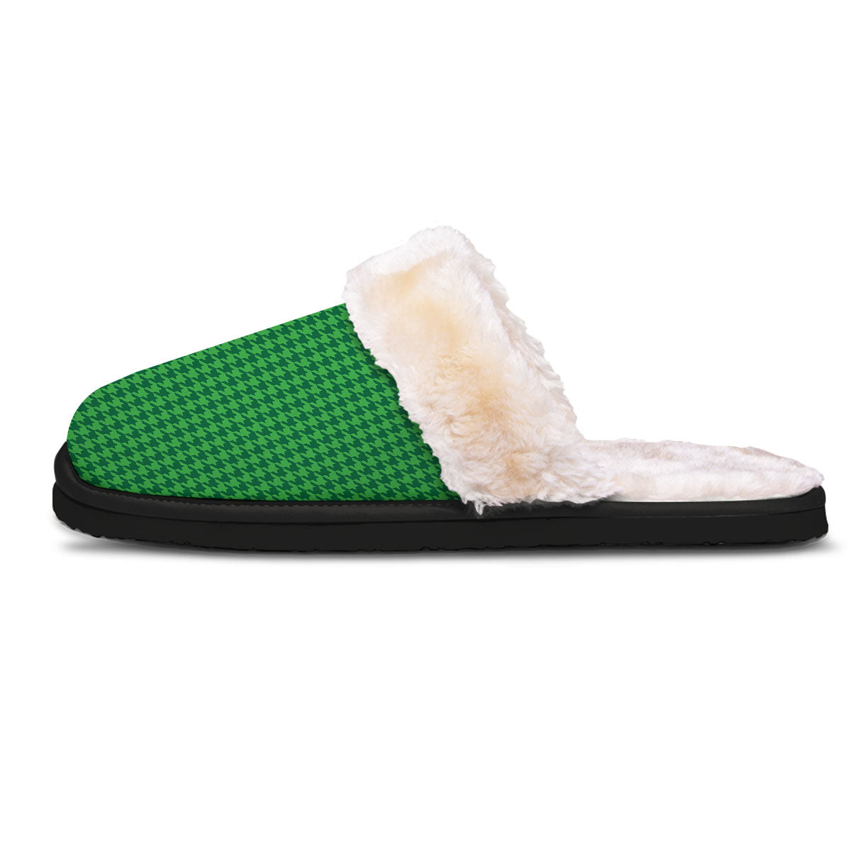 Houndstooth Green Print Pattern Slippers-grizzshop