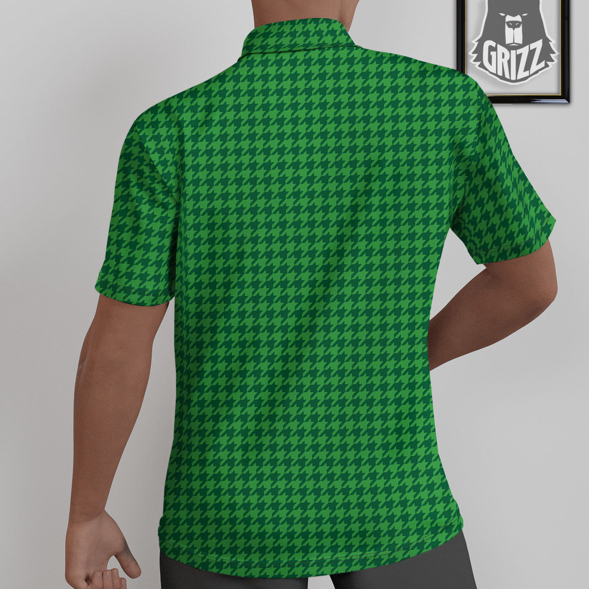 Houndstooth Green Print Pattern Untucked Shirts-grizzshop