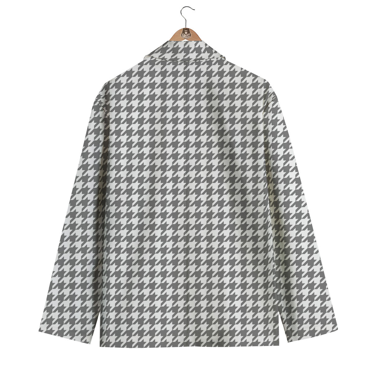 Houndstooth Grey Print Pattern Men's Blazer-grizzshop