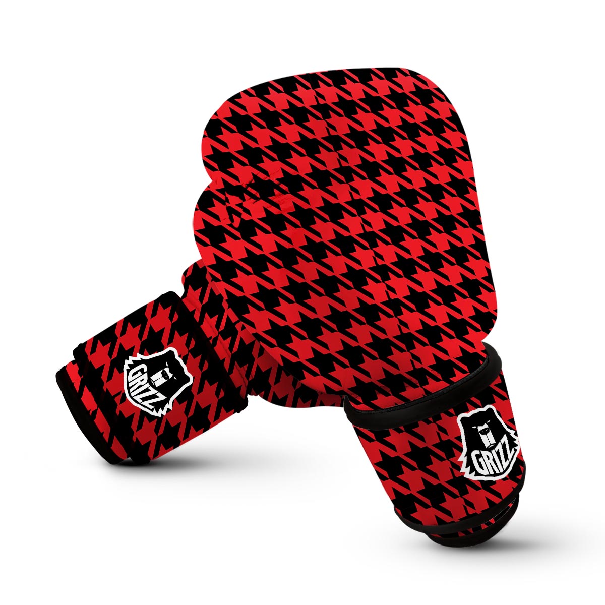 Houndstooth Pattern Print Boxing Gloves-grizzshop