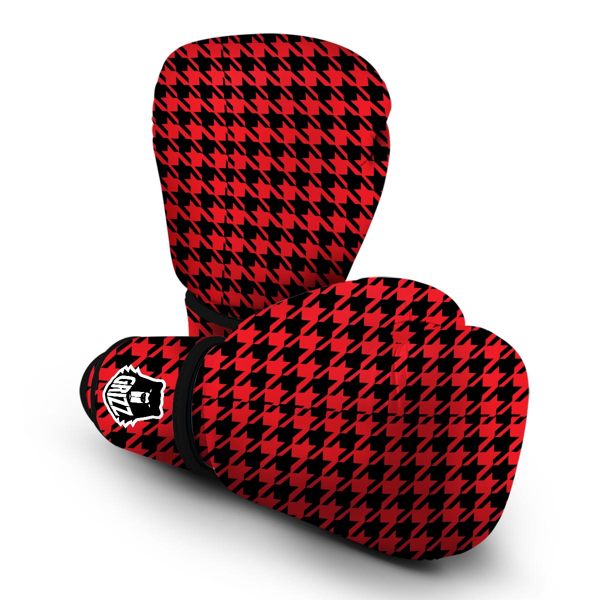 Houndstooth Pattern Print Boxing Gloves-grizzshop