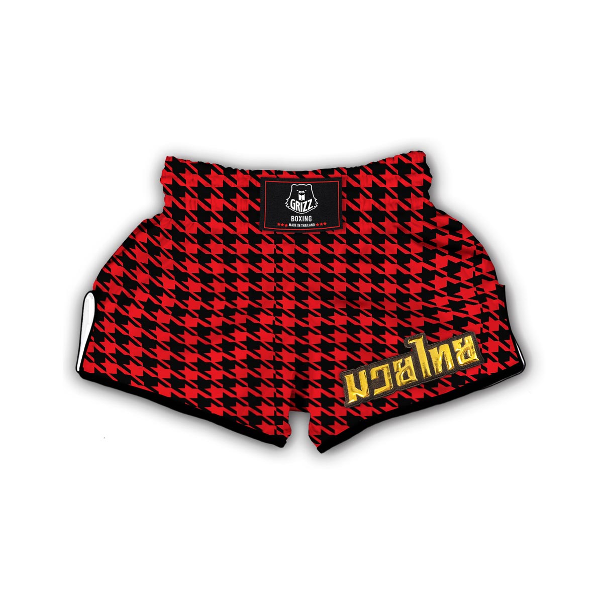 Houndstooth Pattern Print Muay Thai Boxing Shorts-grizzshop