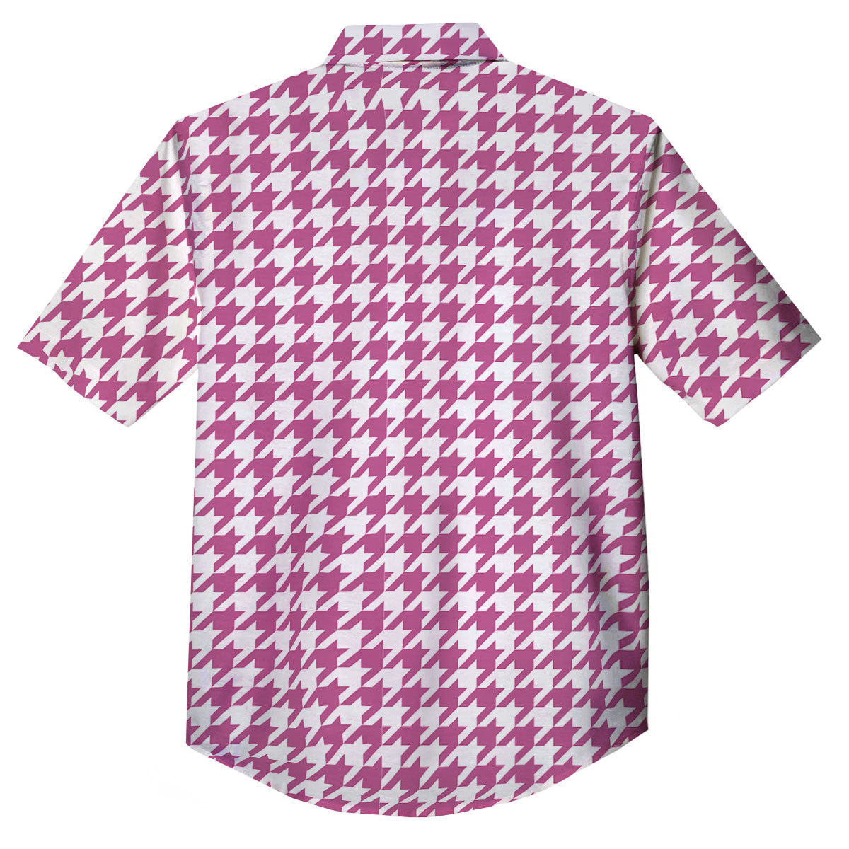 Houndstooth Pink Print Pattern Button Up Shirt-grizzshop